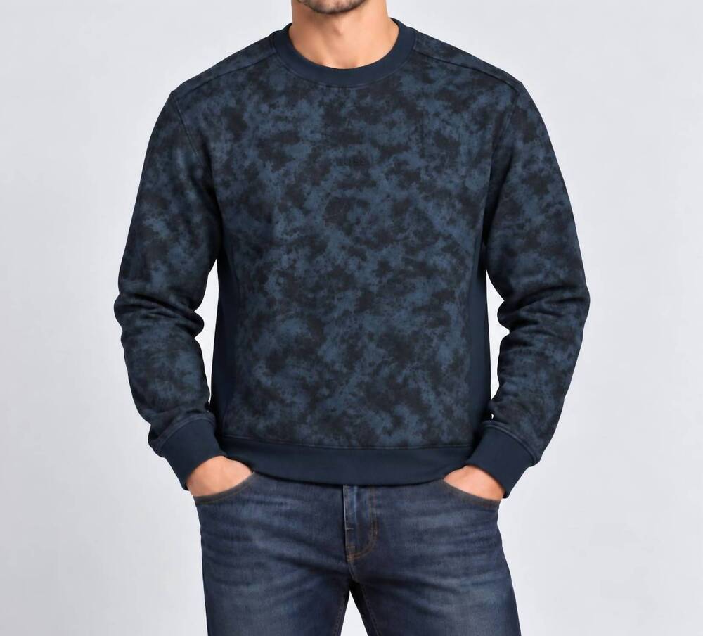 NEW HUGO BOSS men's long sleeve crewneck pullover in navy camo tonal - Picture 1 of 2